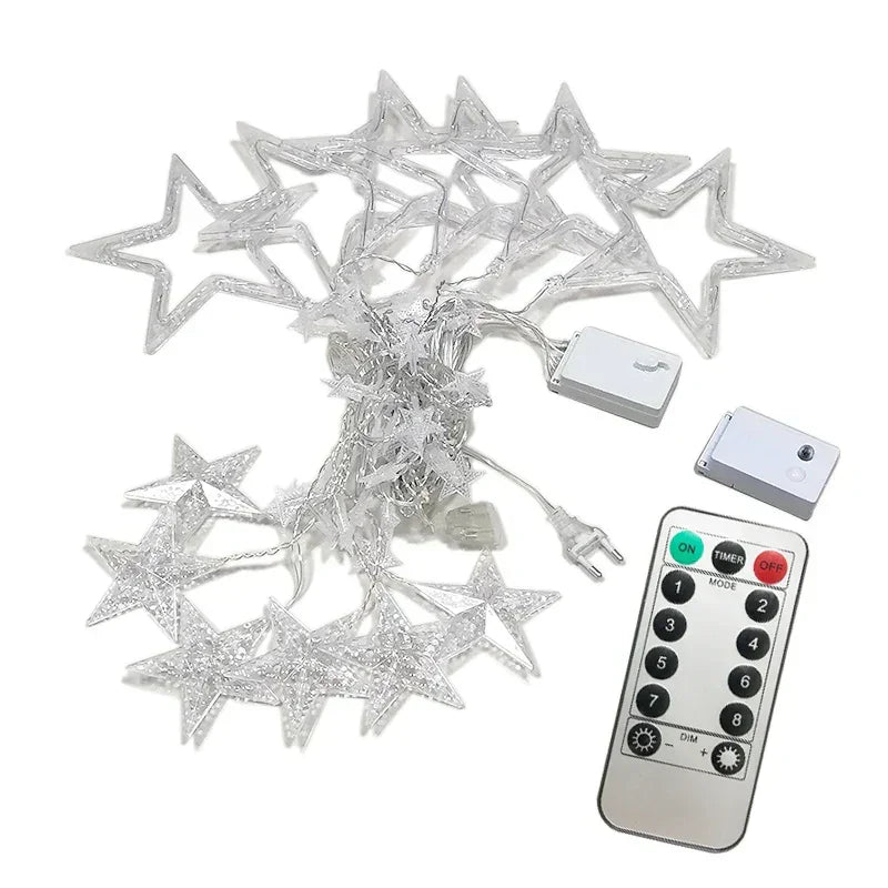 String Lights with LED Stars and Decorative Design