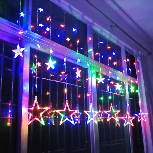 String Lights with LED Stars and Decorative Design