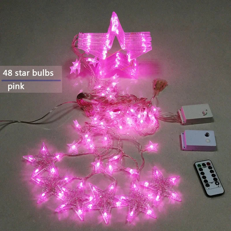 String Lights with LED Stars and Decorative Design