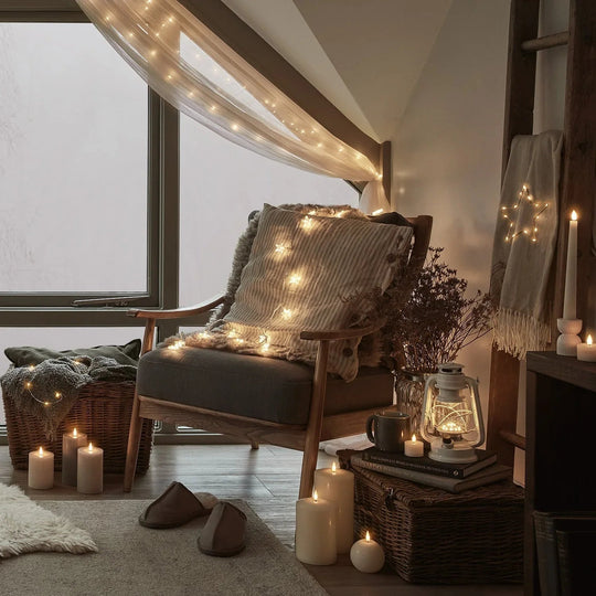 String Lights with Warm White Glow and Star Design