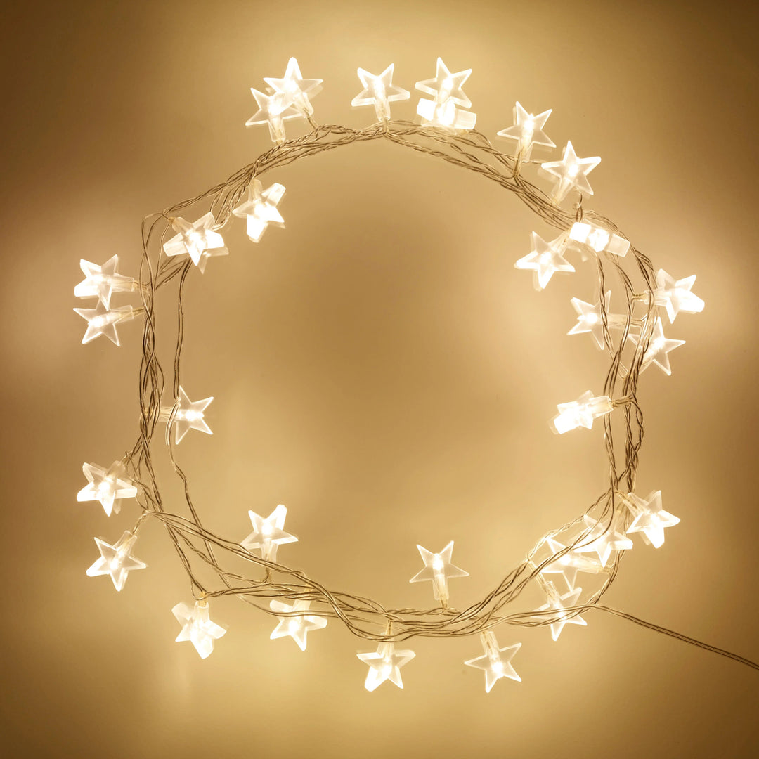 String Lights with Warm White Glow and Star Design