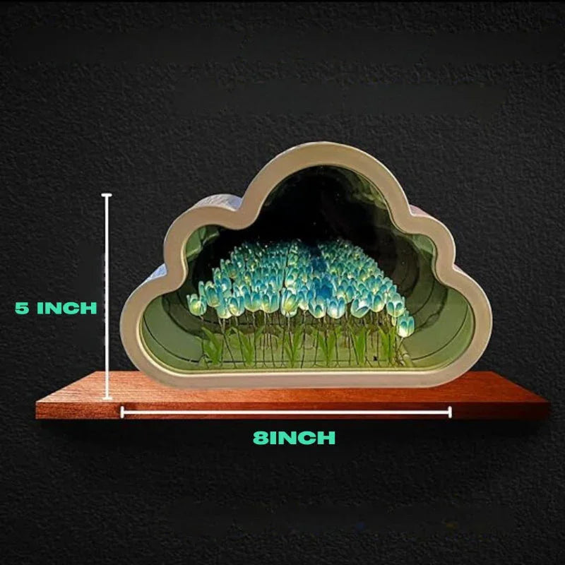 Table Lamp with Floral Design and Infinity Mirror
