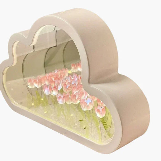 Table Lamp with Floral Design and Infinity Mirror