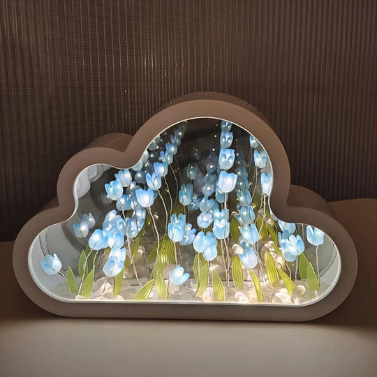 Table Lamp with Floral Design and Infinity Mirror