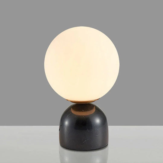 Table Lamp with Glass Globe and Stone Base