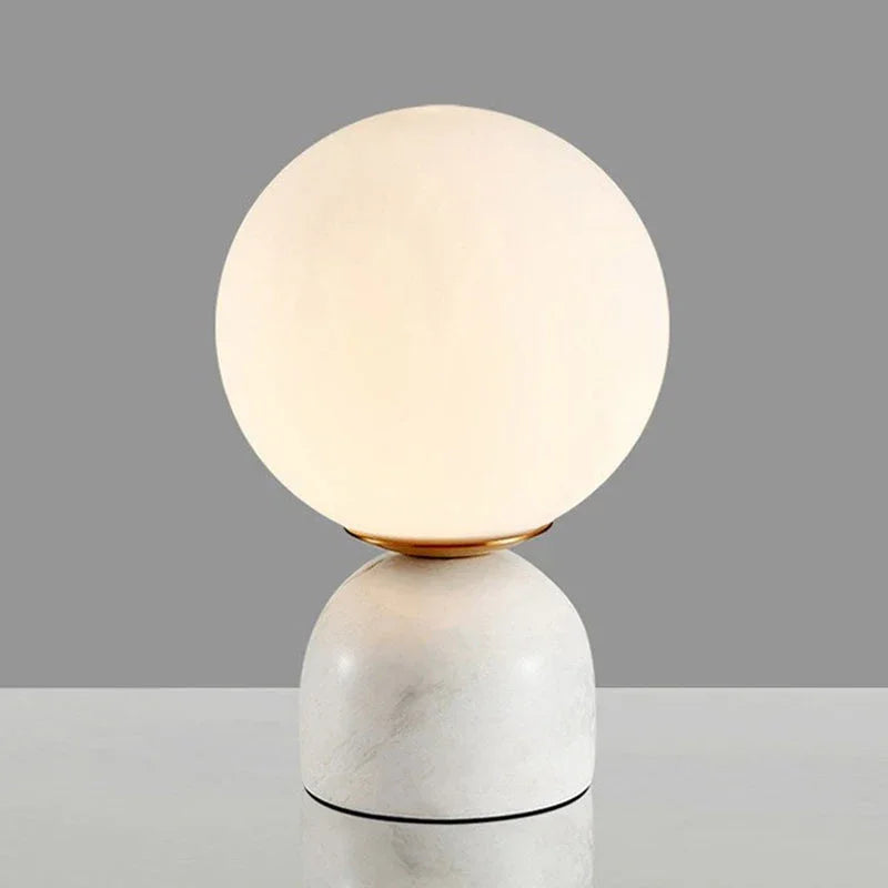 Table Lamp with Glass Globe and Stone Base
