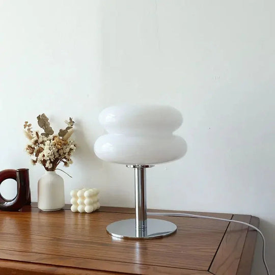 Table Lamp with Glass Shade and Chrome Base