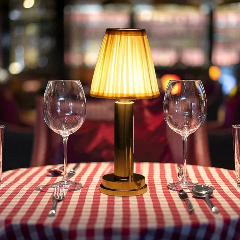 Table Lamp with Gold Base and Fabric Shade