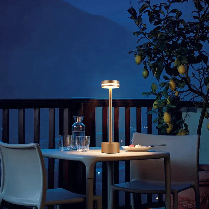 Table Lamp with Gold Finish and LED Touch Control
