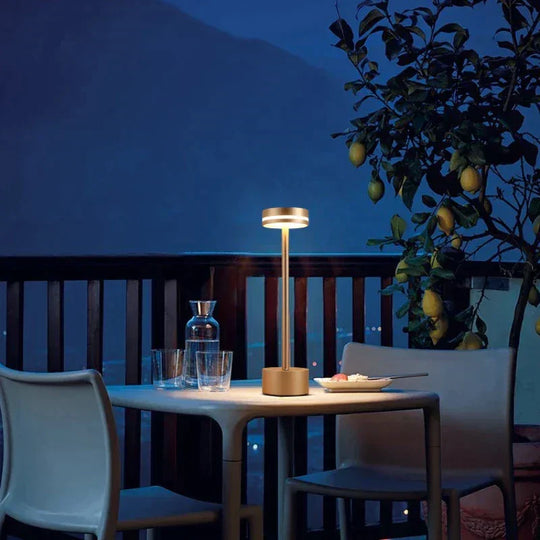 Table Lamp with Gold Finish and LED Touch Control