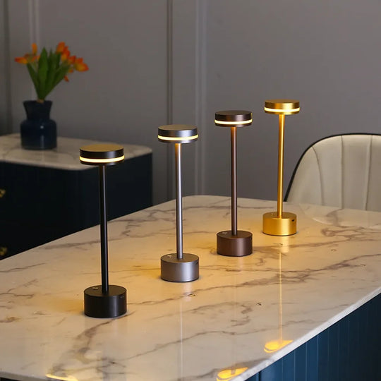 Table Lamp with Gold Finish and LED Touch Control