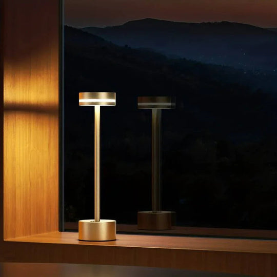 Table Lamp with Gold Finish and LED Touch Control