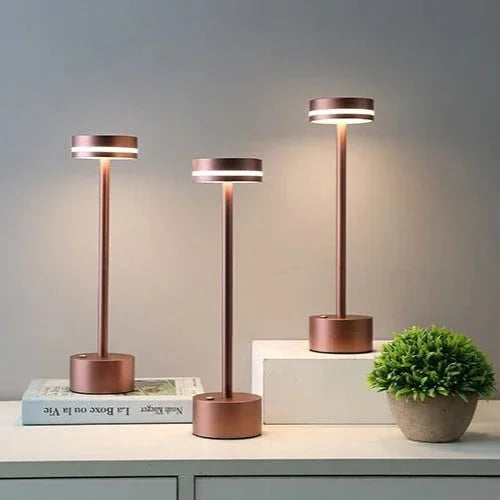 Table Lamp with Gold Finish and LED Touch Control