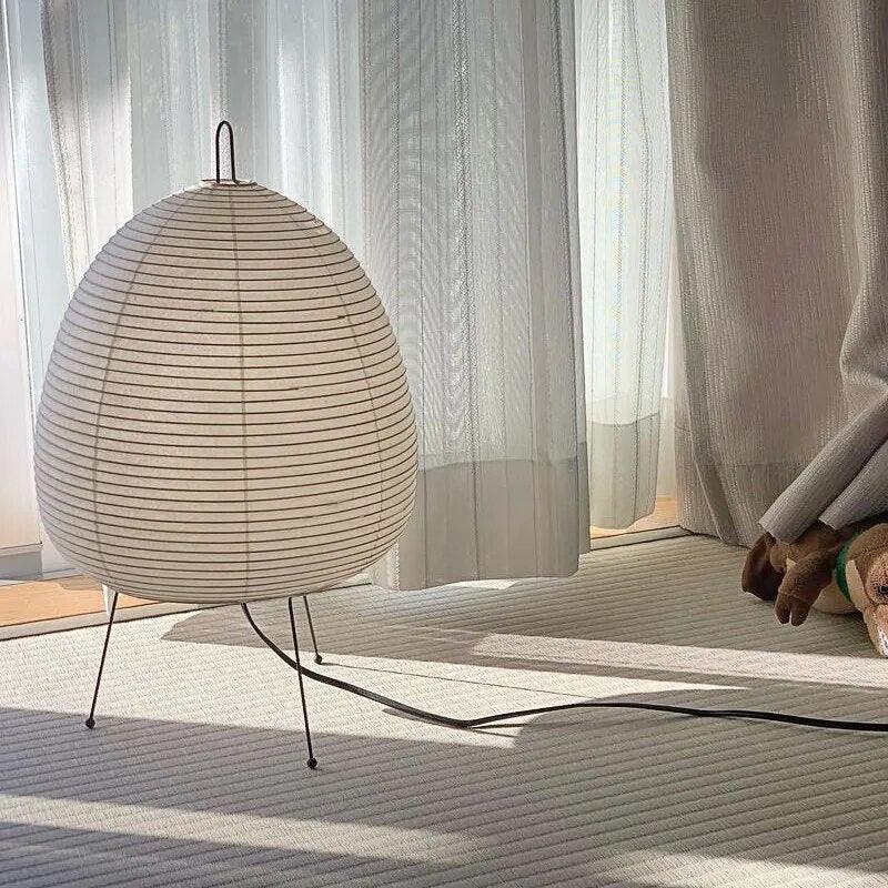 Table Lamp with Japanese Design and Paper Shade