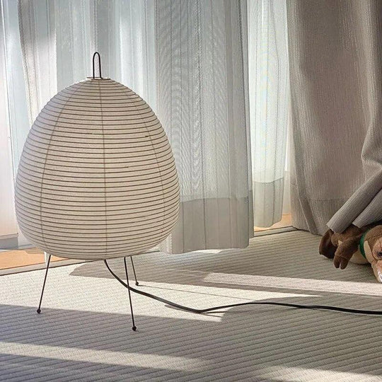 Table Lamp with Japanese Design and Paper Shade