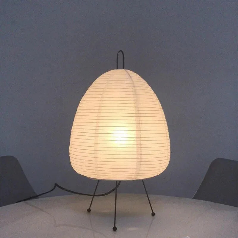 Table Lamp with Japanese Design and Paper Shade