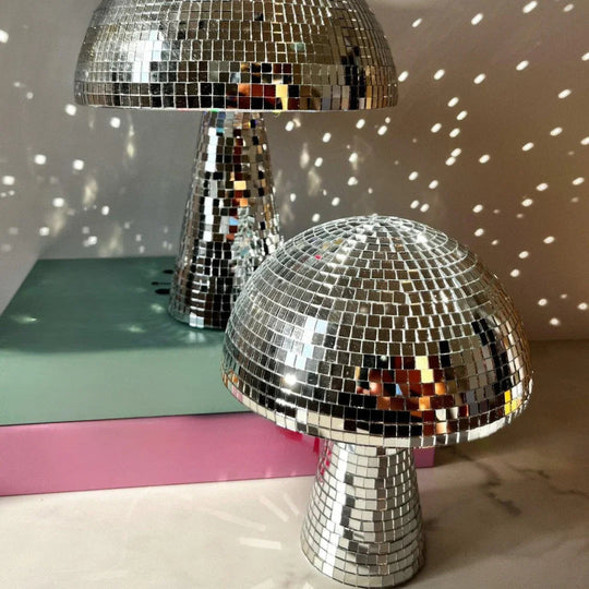 Table Lamp with Mushroom Design and Reflective Tiles