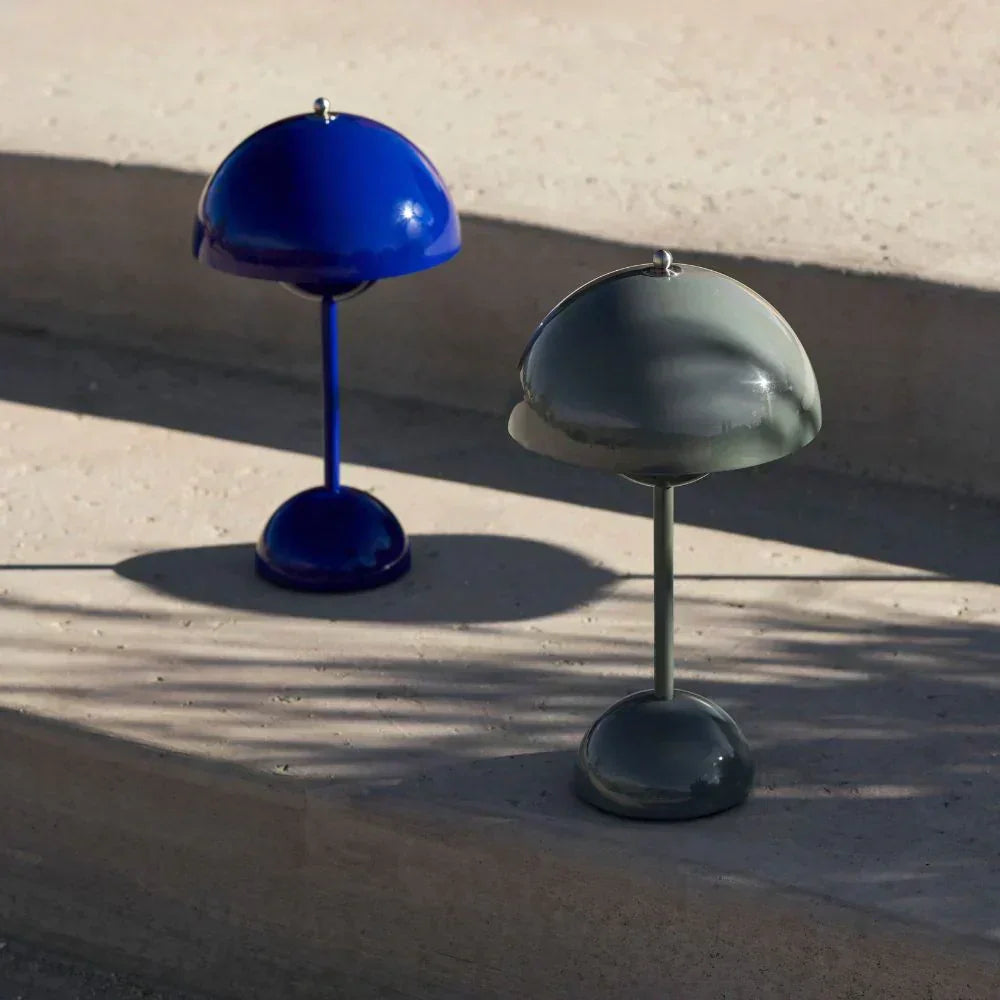 Table Lamp with Rechargeable Battery and White Dome
