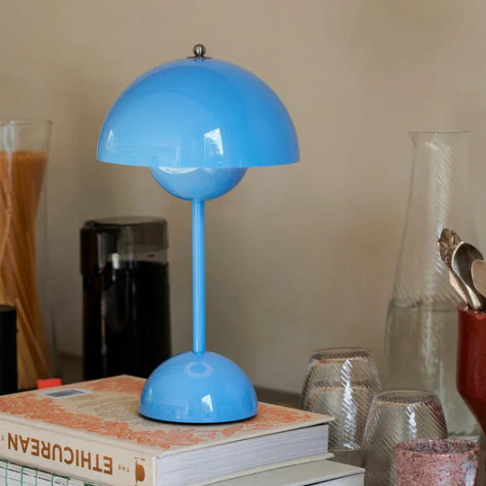 Table Lamp with Rechargeable Battery and White Dome