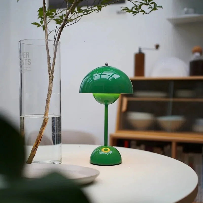 Table Lamp with Rechargeable Battery and White Dome
