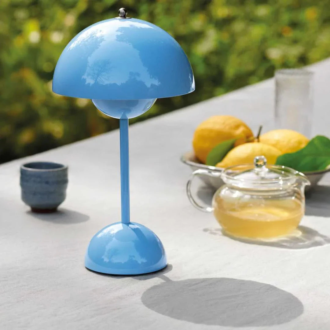 Table Lamp with Rechargeable Battery and White Dome