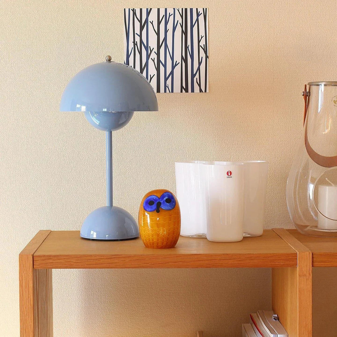Table Lamp with Rechargeable Battery and White Dome
