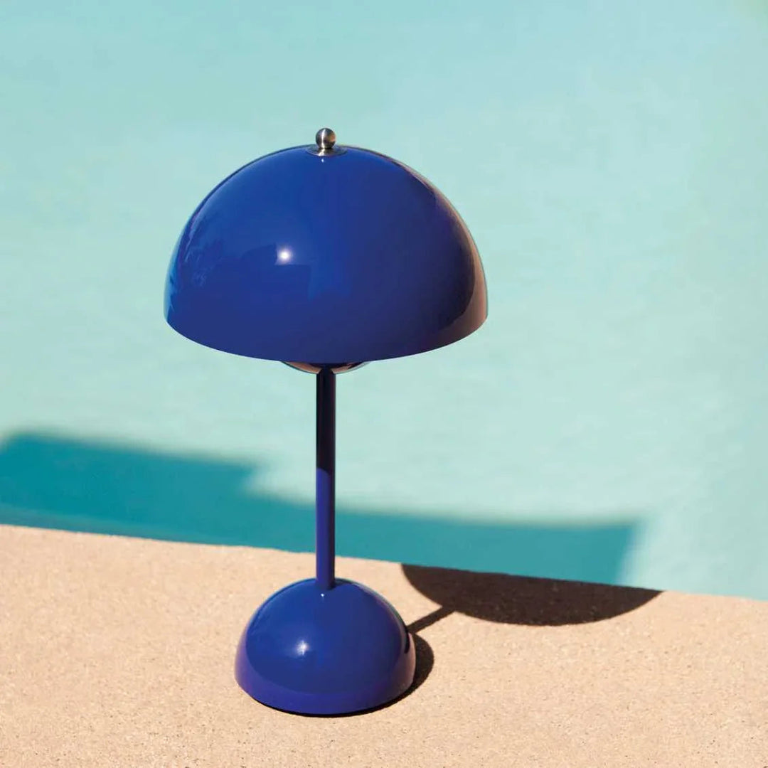 Table Lamp with Rechargeable Battery and White Dome
