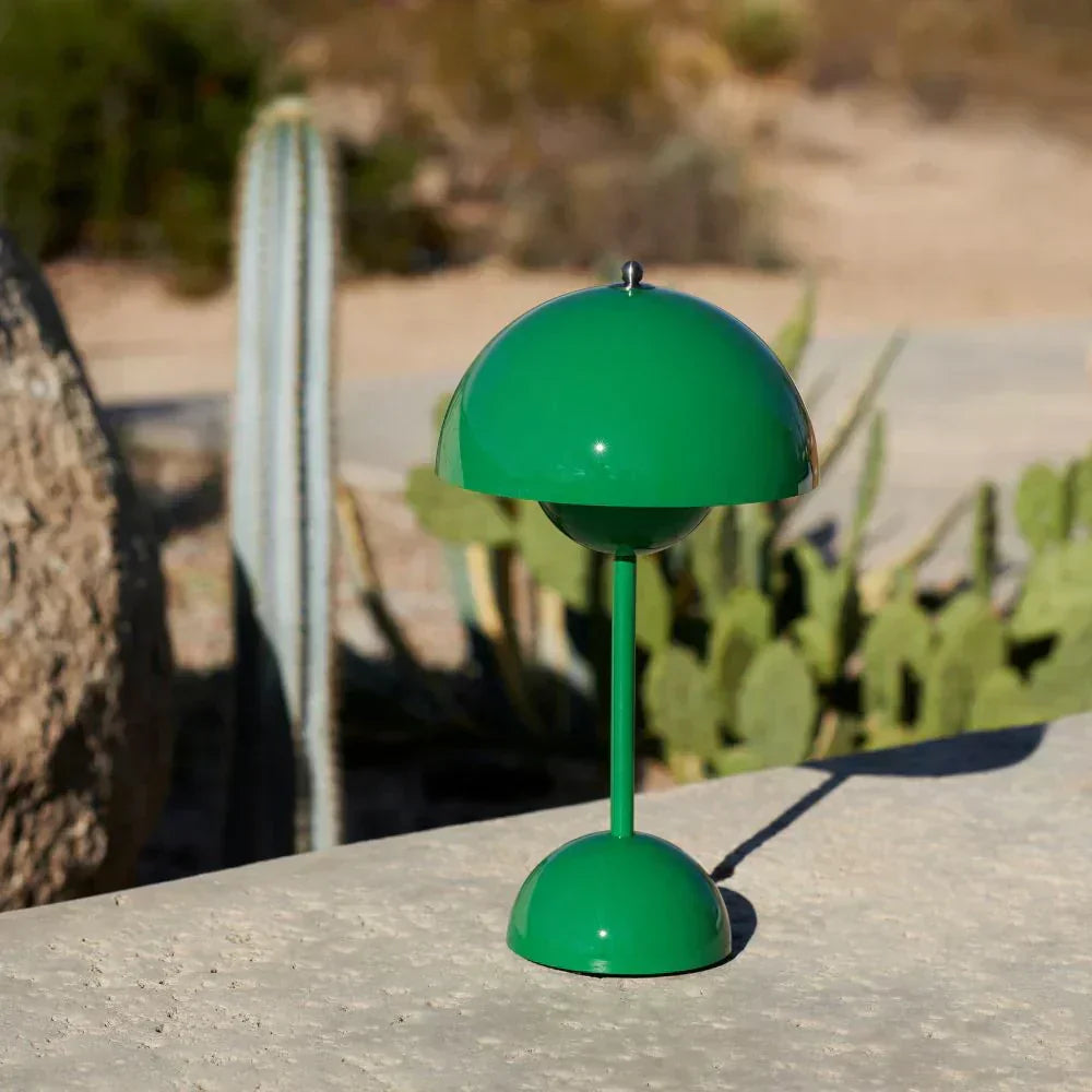 Table Lamp with Rechargeable Battery and White Dome