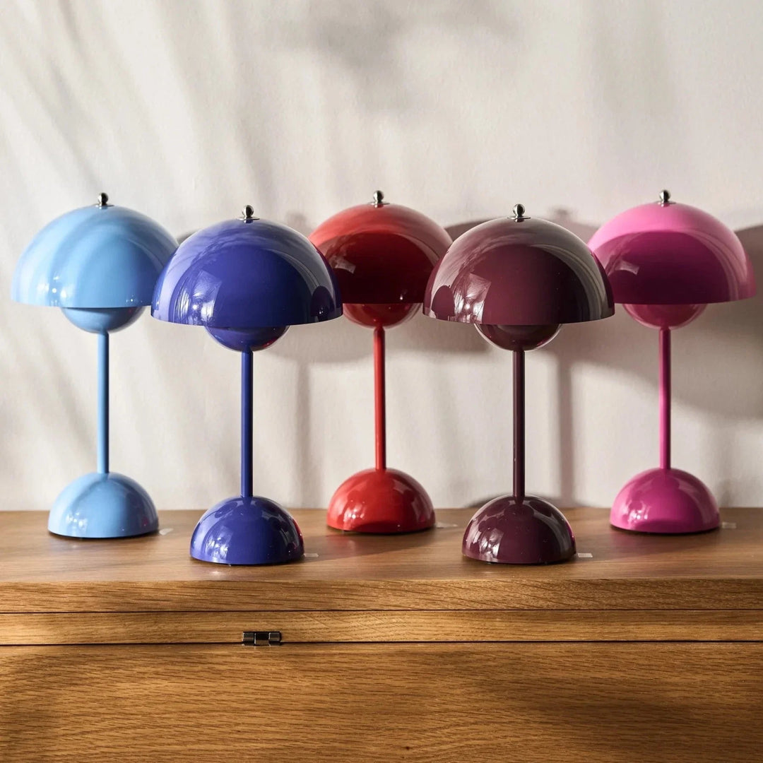 Table Lamp with Rechargeable Battery and White Dome
