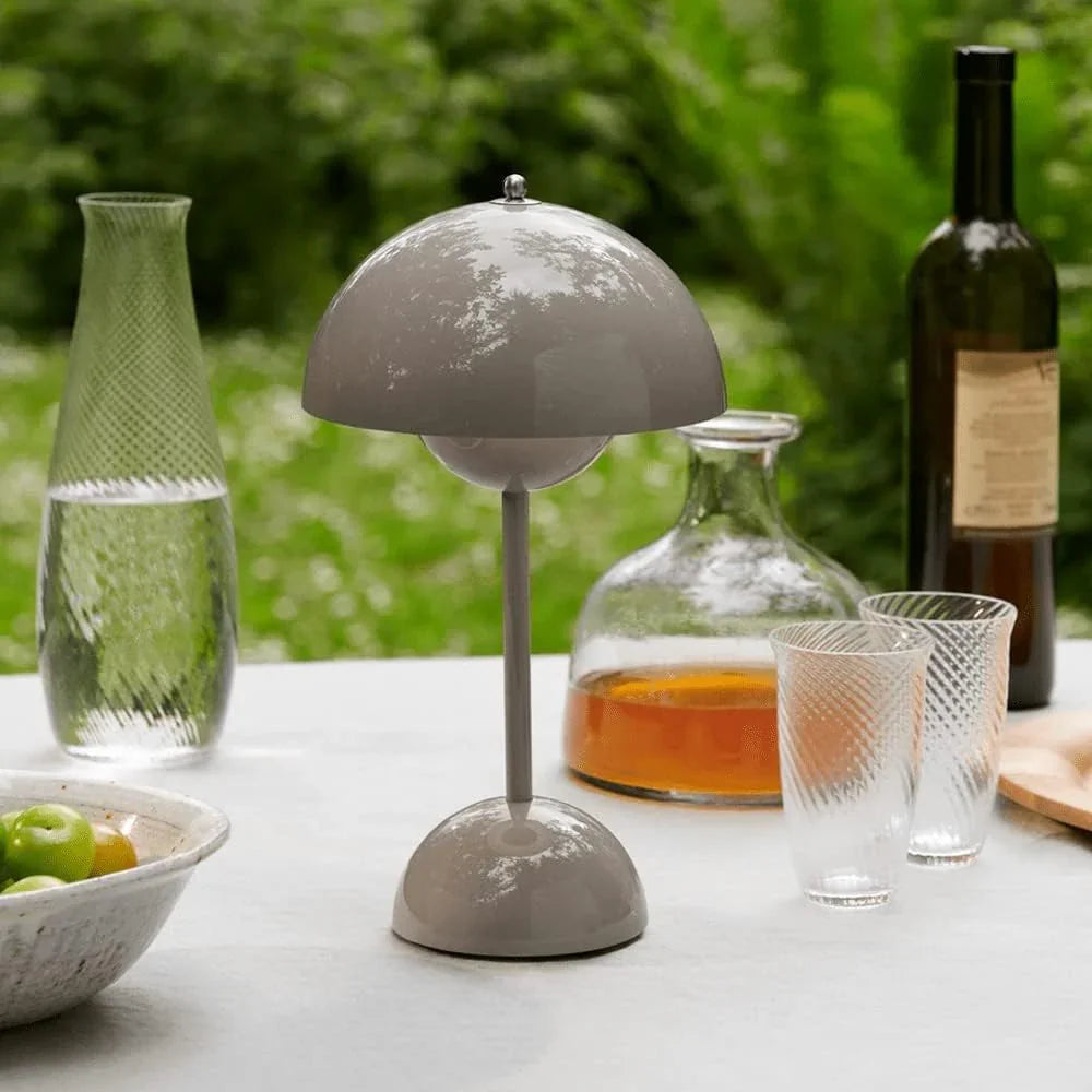 Table Lamp with Rechargeable Battery and White Dome
