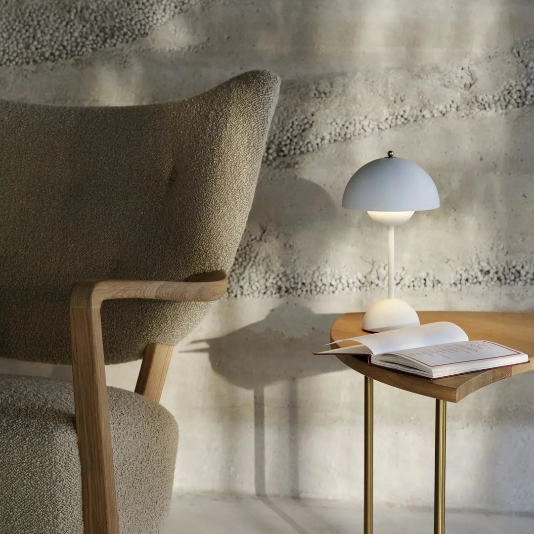 Table Lamp with Rechargeable Battery and White Dome