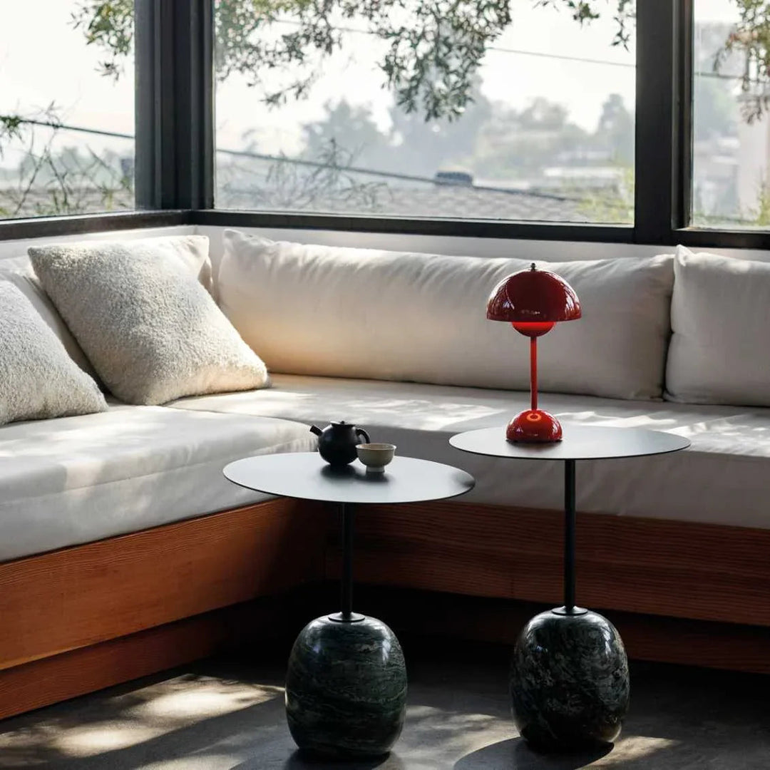 Table Lamp with Rechargeable Battery and White Dome