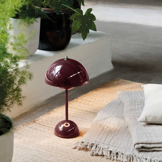 Table Lamp with Rechargeable Battery and White Dome