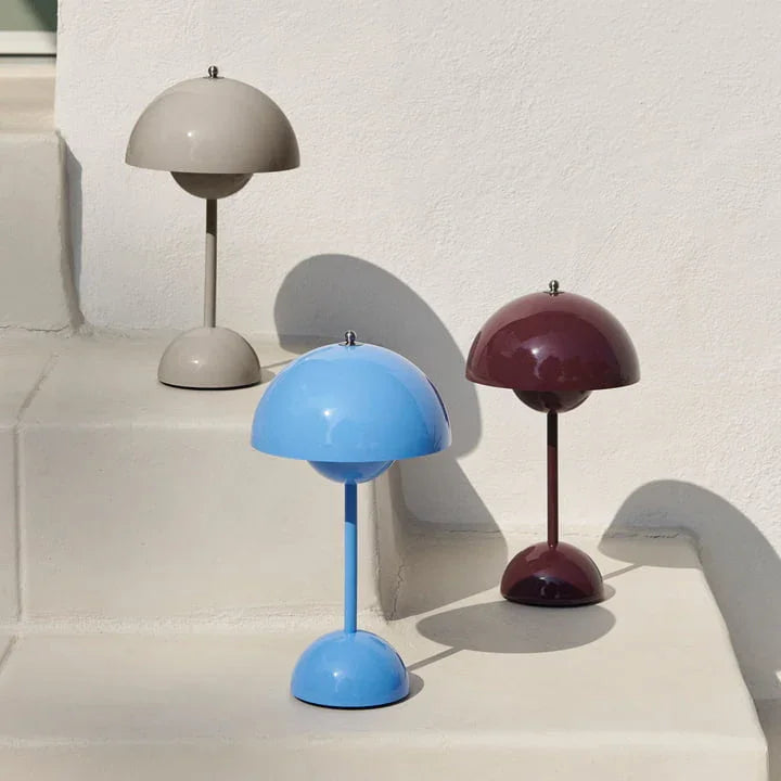 Table Lamp with Rechargeable Battery and White Dome