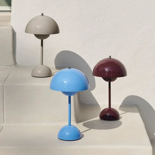 Table Lamp with Rechargeable Battery and White Dome