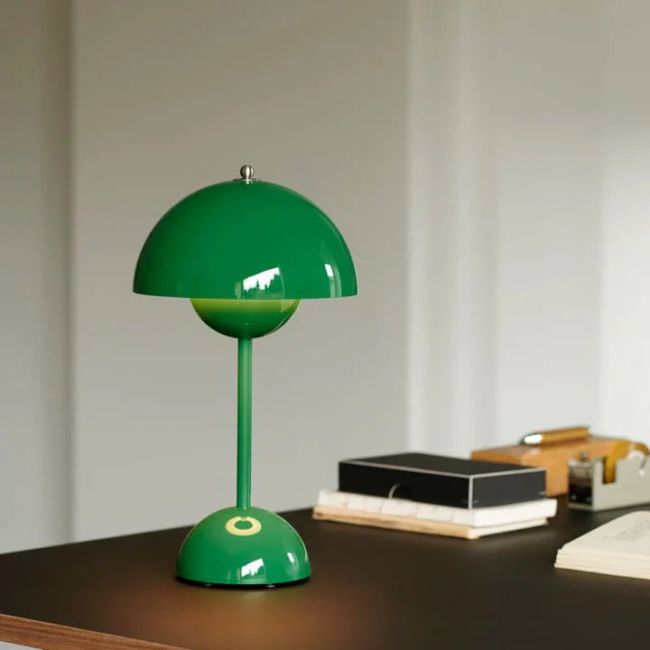Table Lamp with Rechargeable Battery and White Dome