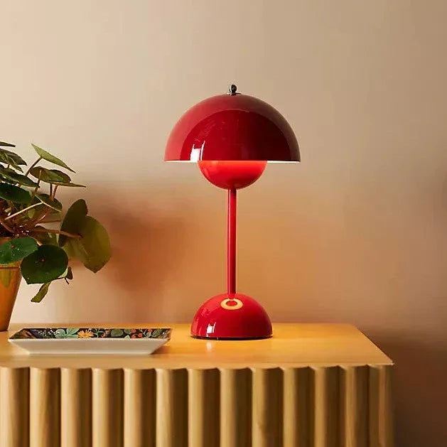 Table Lamp with Rechargeable Battery and White Dome