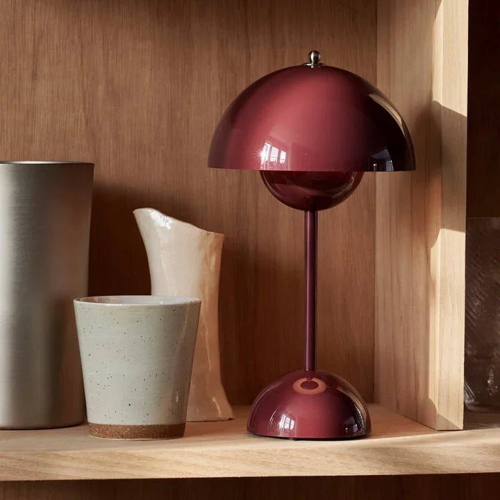 Table Lamp with Rechargeable Battery and White Dome