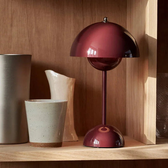 Table Lamp with Rechargeable Battery and White Dome