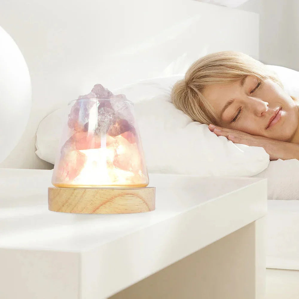 Table Lamp with Rock Design and Iron Frame