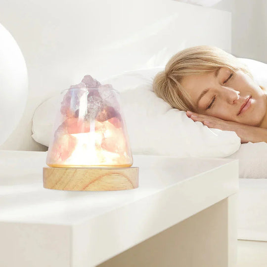 Table Lamp with Rock Design and Iron Frame