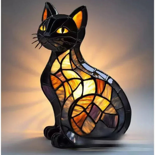Table Lamp with Stained Glass and Dog Design