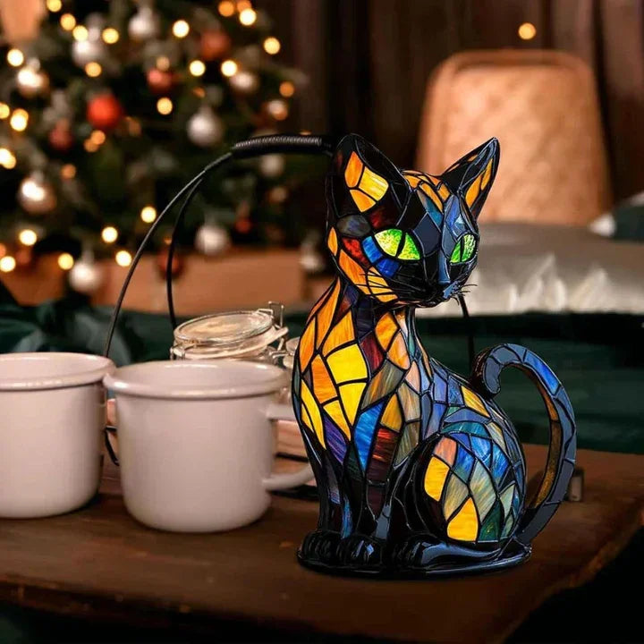 Table Lamp with Stained Glass Design and Bedside Functionality