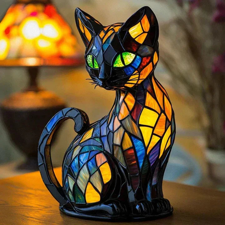 Table Lamp with Stained Glass Design and Bedside Functionality