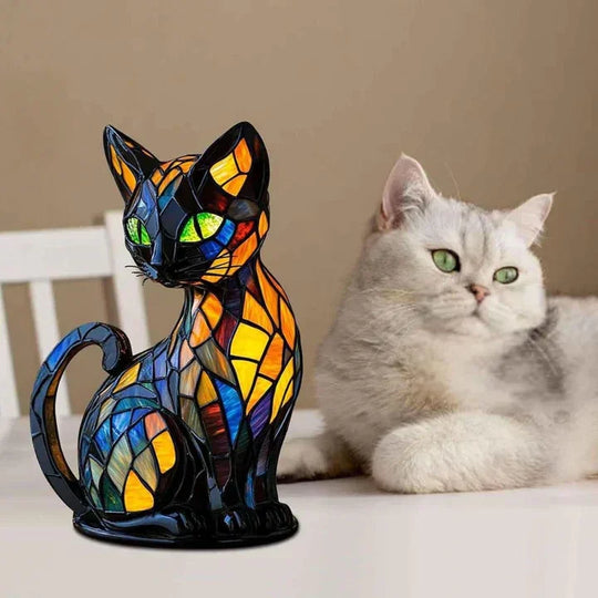 Table Lamp with Stained Glass Design and Bedside Functionality