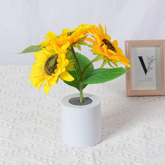 Table Lamp with Sunflower Design and LED Rechargeable