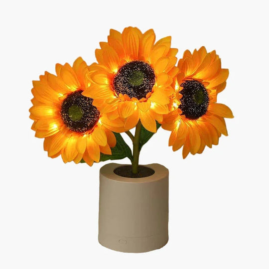 Table Lamp with Sunflower Design and LED Rechargeable