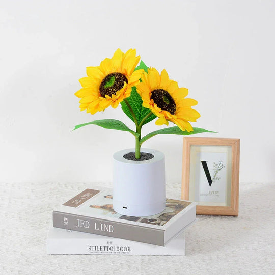 Table Lamp with Sunflower Design and LED Rechargeable