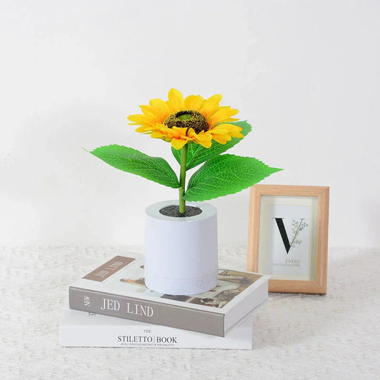 Table Lamp with Sunflower Design and LED Rechargeable
