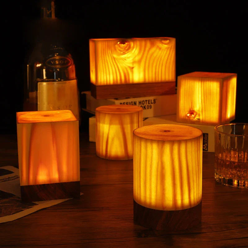 Table Lamp with Touch Control and Wood Finish